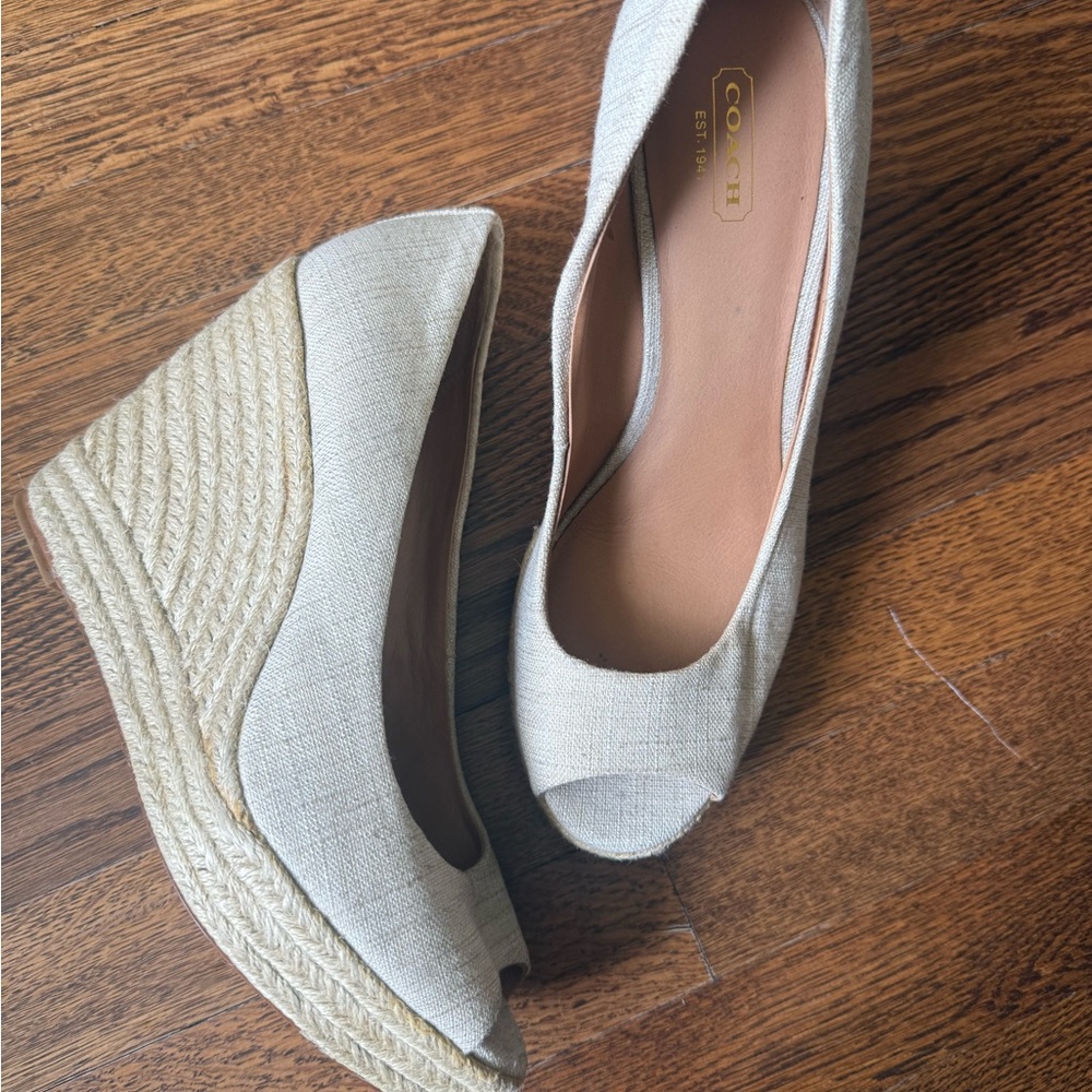 Coach Women's Beige Wedge Shoes